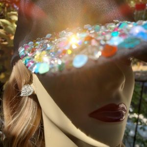 The Swarovski Crystal Butterfly Hat-with built-in curly blonde hair