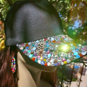 The Swarovski Crystal Butterfly Hat-with built-in reddish-brown hair